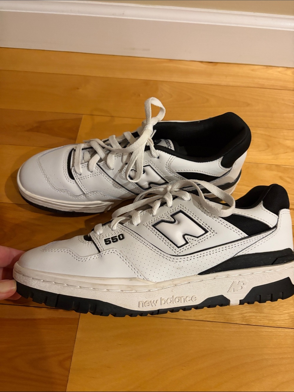 New Balance 550 White and Black Leather Sneakers